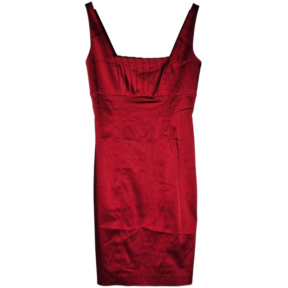 Calvin Klein Red Dress Sleeveless Pleated Fitted Cocktail Party Size 6 - Picture 1 of 11